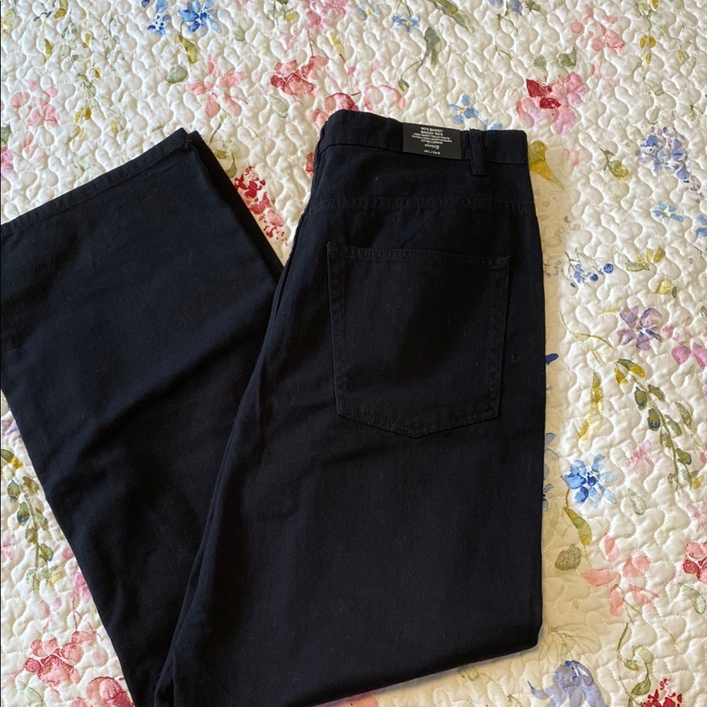 Divided 90s Baggy high waist extra long distressed / ripped front black jeans